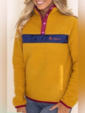 Cotopaxi Teca Fleece Pullover Snap Neck Mustard Gold Colorblock Women’s 3X